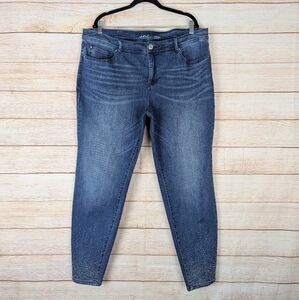 Inc Plus Size 20W Skinny Leg Tummy Control Embellished Blue Stretchy Jeans